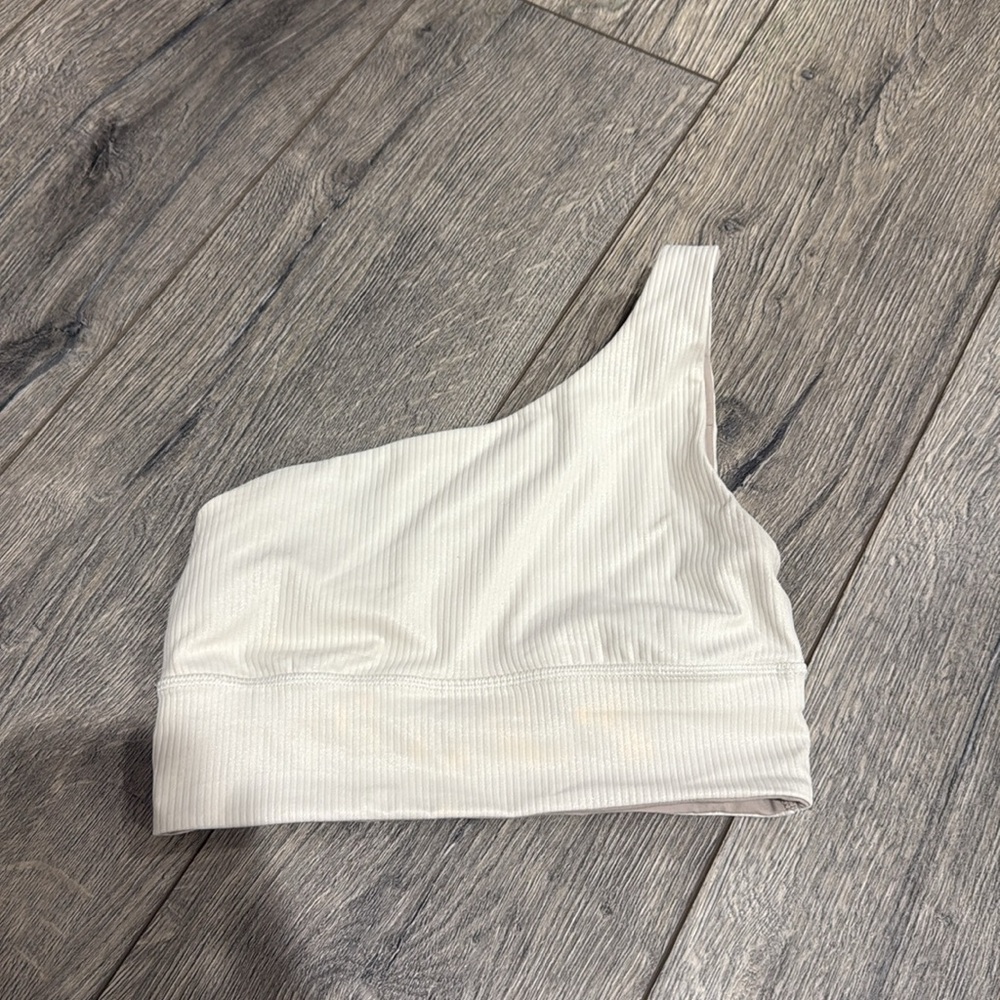 • Lululemon •  Align Asymmetrical Ribbed Bra Bone Radiate Transparent Foil 4 - Picture 2 of 5